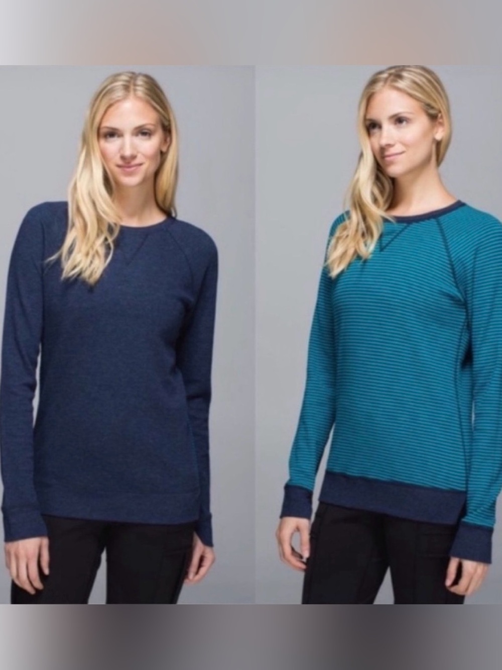 Lululemon Open Your Heart Long Sleeve Striped Top Reversible Blue